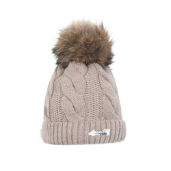 Braid cap with natural pompom