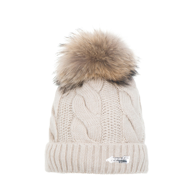 Braid cap with natural pompom
