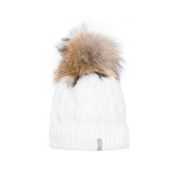 Braid cap with natural pompom