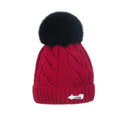Braid cap with natural pompom