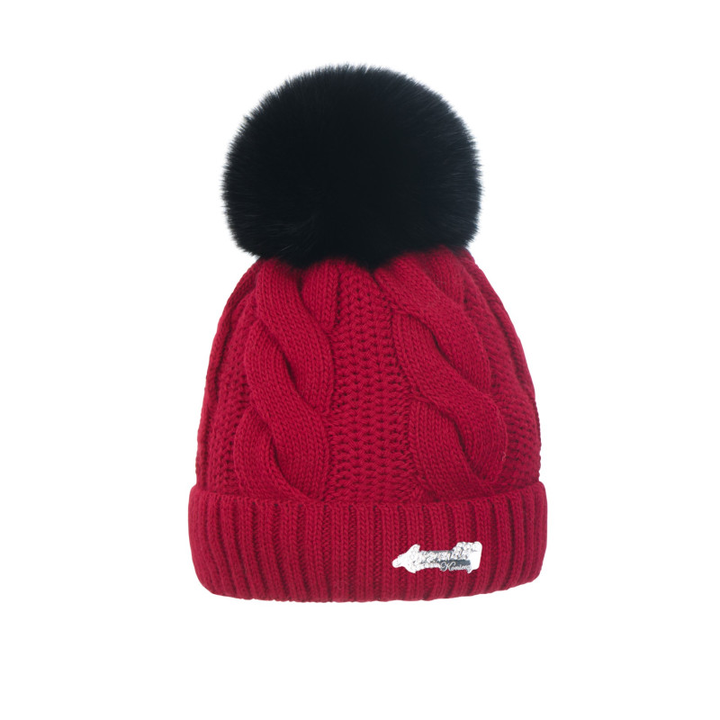 Braid cap with natural pompom