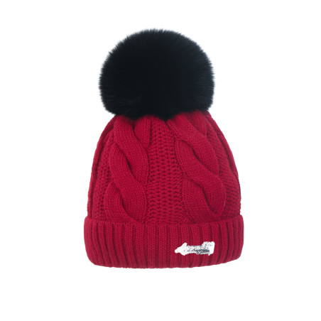 Braid cap with natural pompom