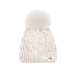 Braid cap with natural pompom