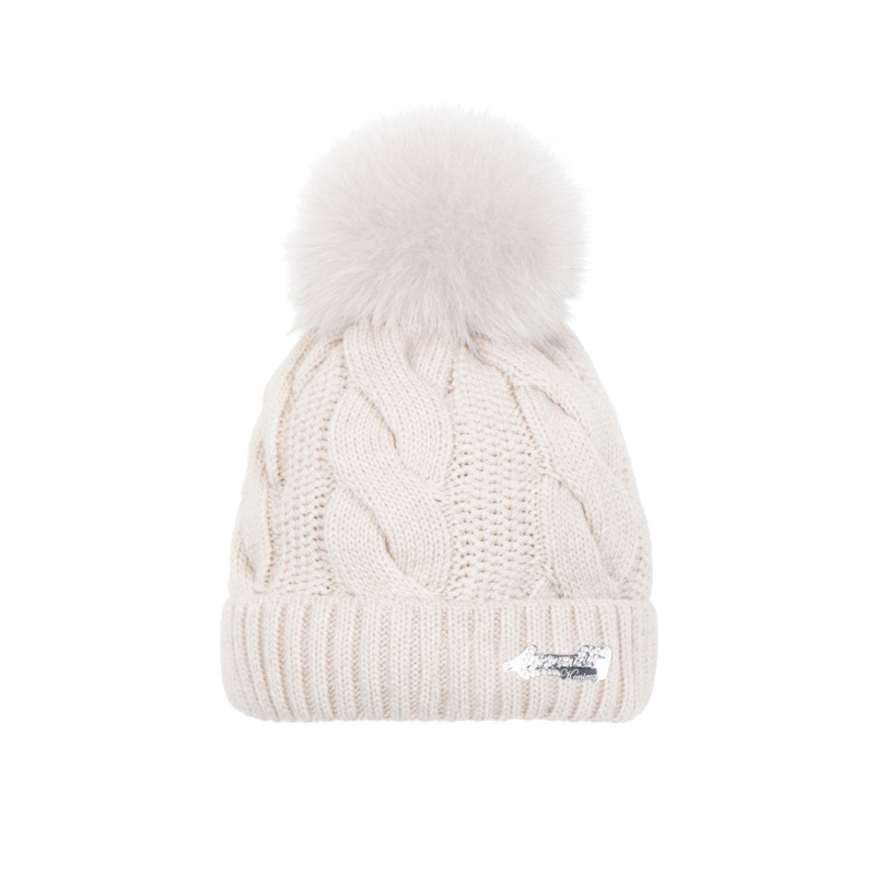 Braid cap with natural pompom