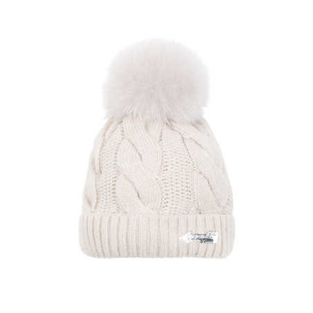 Braid cap with natural pompom