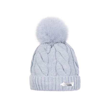 Braid cap with natural pompom