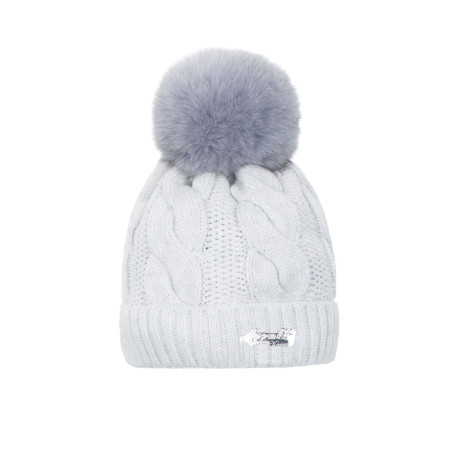 Braid cap with natural pompom