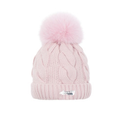 Braid cap with natural pompom