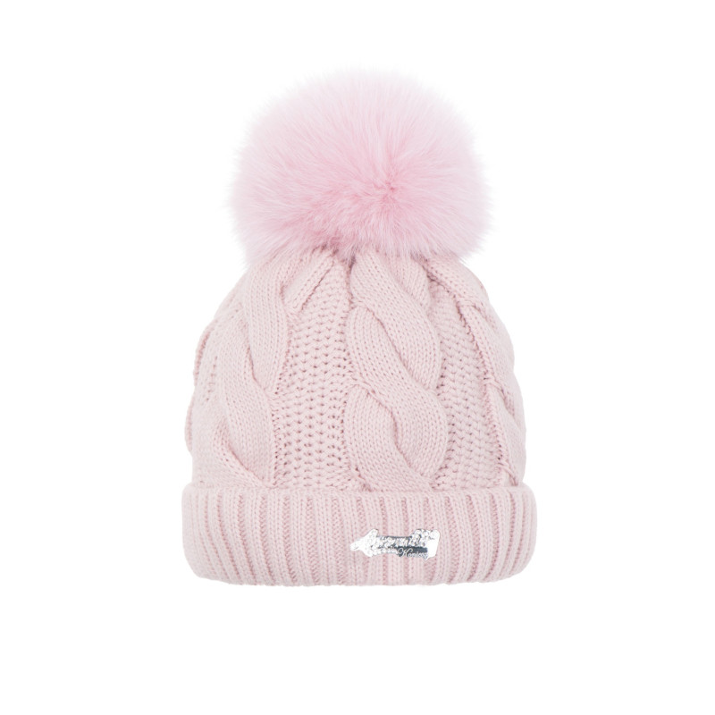 Braid cap with natural pompom