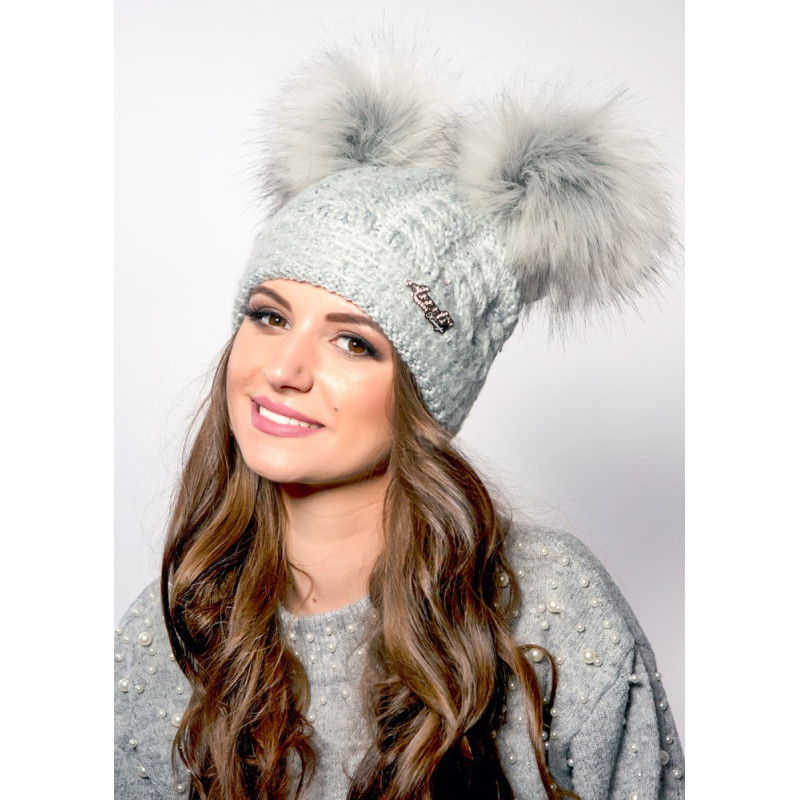 Smurf winter hat with two pompoms