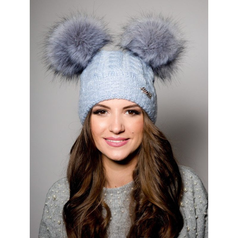 Smurf winter hat with two pompoms