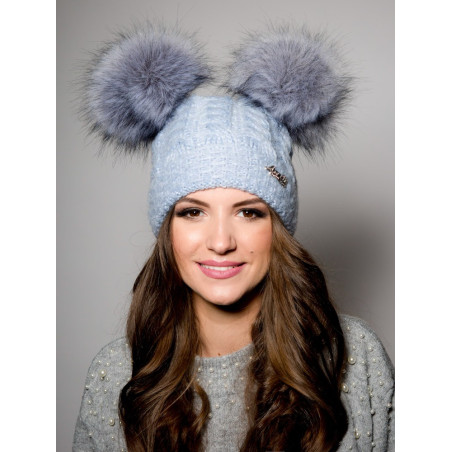 Smurf winter hat with two pompoms