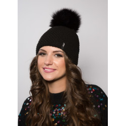Rice fine winter hat with a pompom