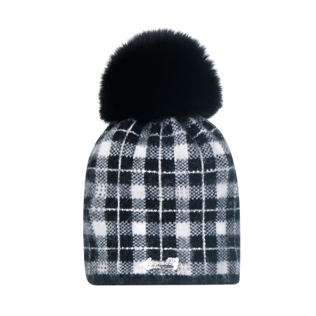 Angora checkered with natural pompom