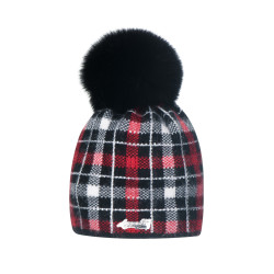 Angora checkered with natural pompom