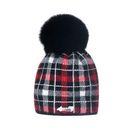 Angora checkered with natural pompom