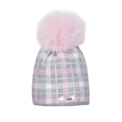 Angora checkered with natural pompom