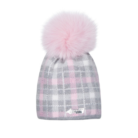 Angora checkered with natural pompom