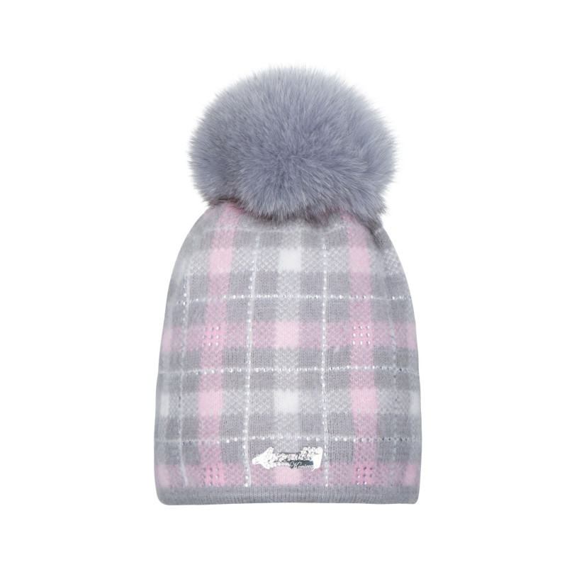 Angora checkered with natural pompom