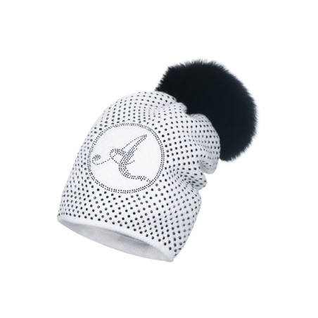 Cubic zirconia with natural pompom